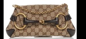 Cute Authentic GUCCI Monogram Horsbit Clutch